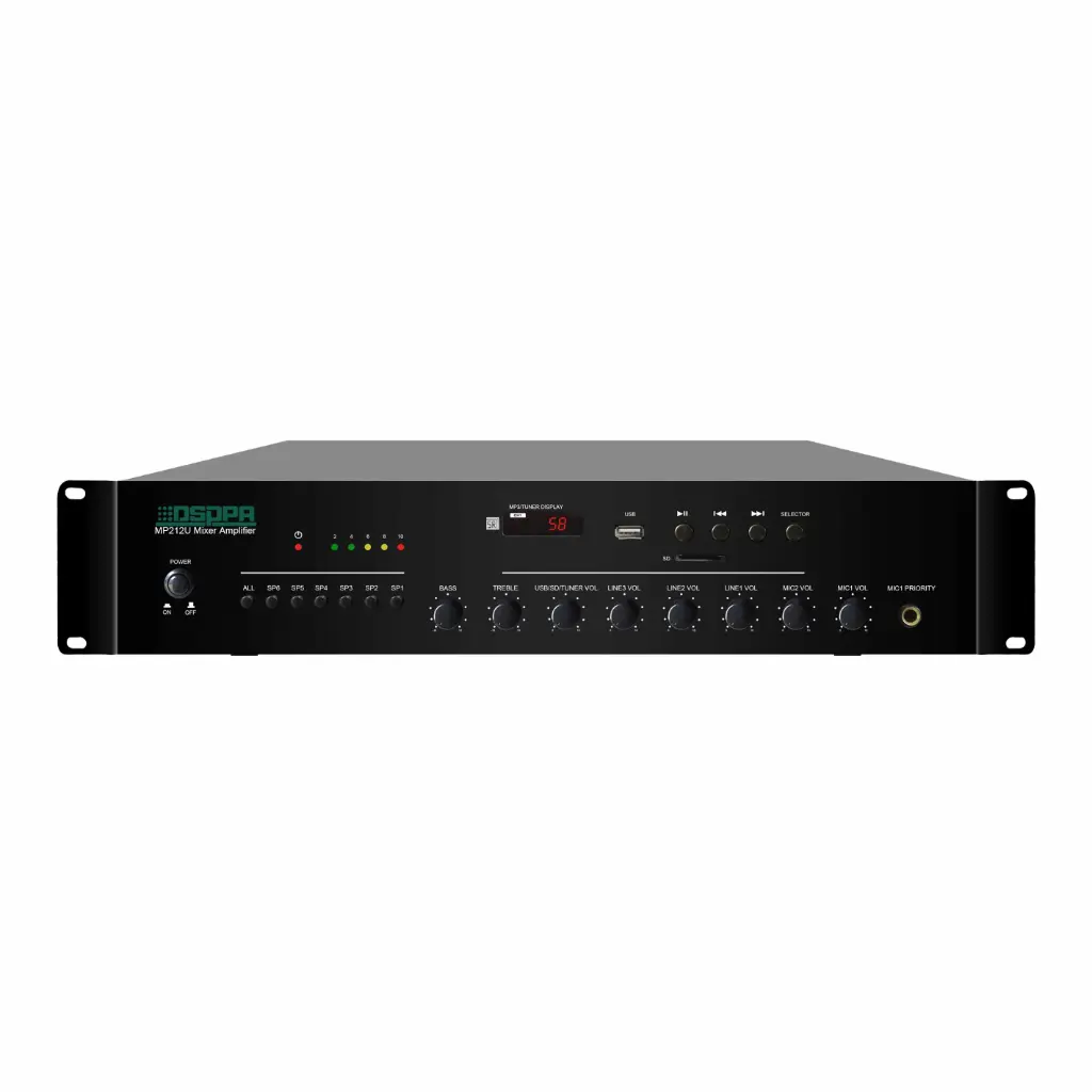 DSPPA 120W 6 Zones USB/SD/FM Mixer Amplifier