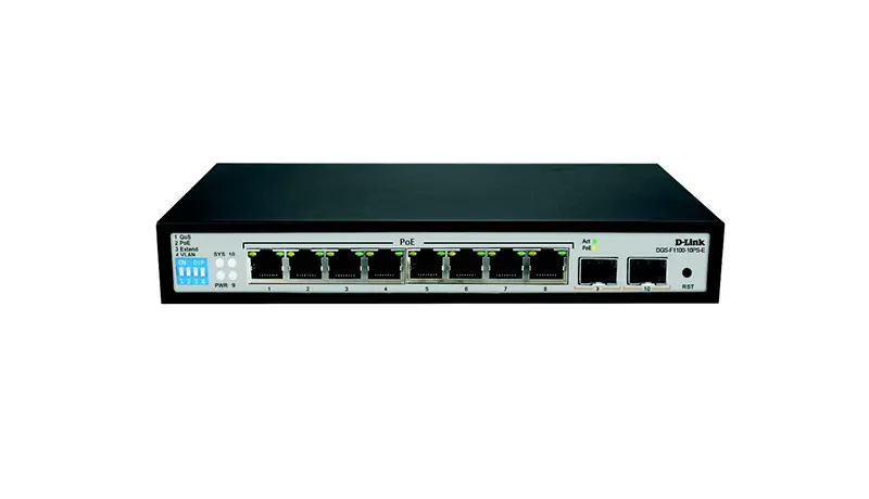 D-Link 250M 10-Port 10/100/1000 Smart Switch With 8 PoE+ Ports & 2 Uplink Ports