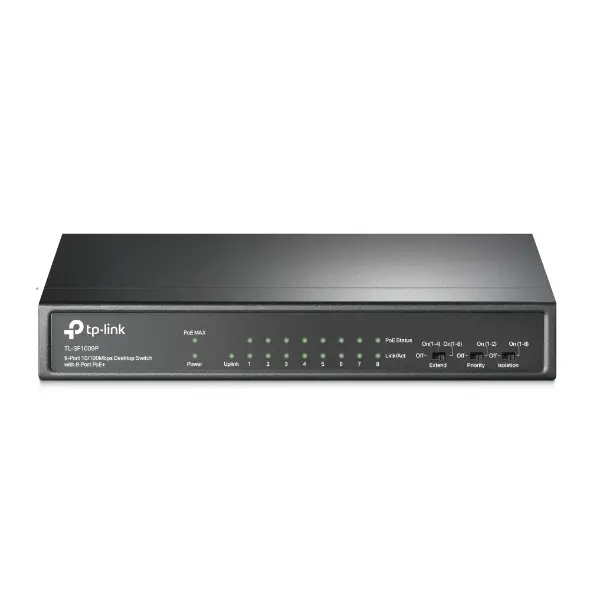 TP-Link 9-Port 10/100Mbps Desktop Switch with 8-Port PoE+ Metal