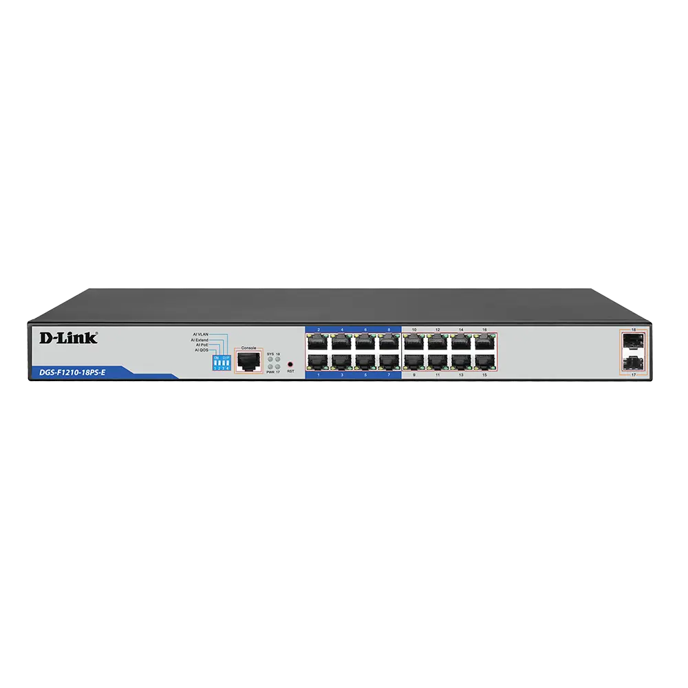 D-Link 18 port Managed Gigabit Switch with 16 Ports Gigabit PoE , 2 Gigabit SFP Uplink Ports
