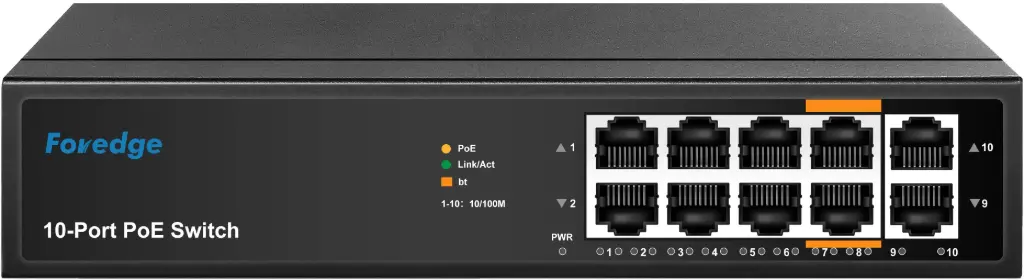 Foredge 10-Port 100M AI PoE Switch (65W)